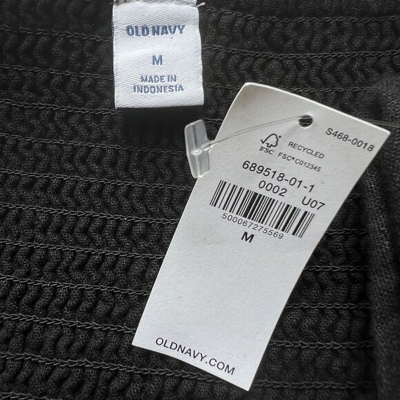 Old Navy Size M in Black Jack Sundress Ruffle Straps V-neck Smocked Linen Blend - Picture 6 of 10